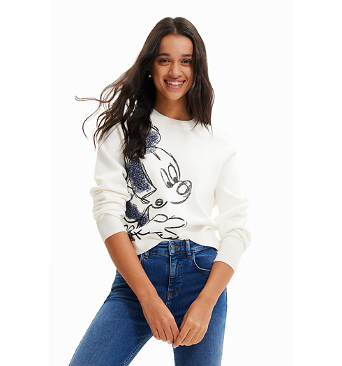 Dámský svetr DESIGUAL MICKEY 1001 WHITE - DESIGUAL - 23SWJF25 1001 JERS MICKEY