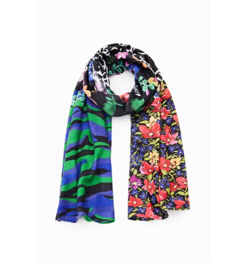 Dámský šátek DESIGUAL 23WAIA23 6007 SCARF HIGH FLOWERS 6007 BROWN - DESIGUAL - 23WAIA23 6007 SCARF HIGH FLOWERS