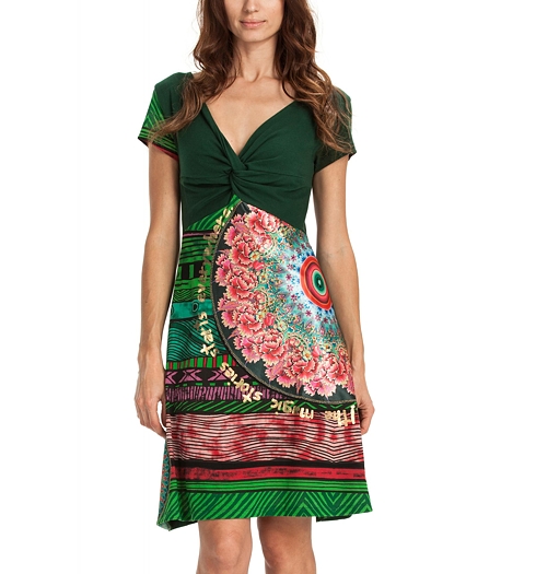 Dámské šaty DESIGUAL LIMA REP 4033 VERDE BRONCE - DESIGUAL - 49V2017 4033 VEST LIMA REP