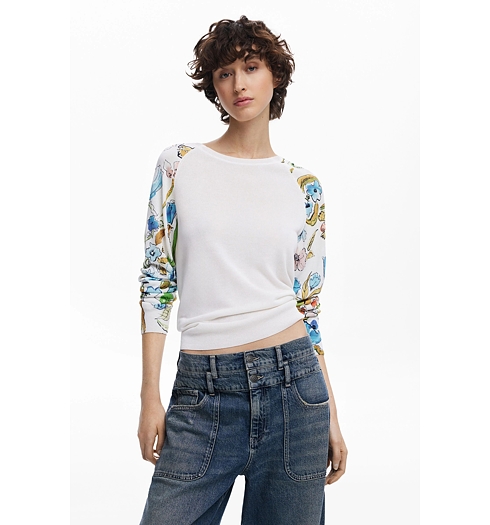 Dámský svetr DESIGUAL 25SWJF31 1000 JERS RANDERS 1000 WHITE - DESIGUAL - 25SWJF31 1000 JERS RANDERS