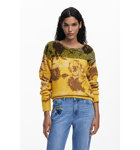 Dámský svetr DESIGUAL 25WWJF30 8018 JERS ADAK 8018 YELLOW - DESIGUAL - 25WWJF30 8018 JERS ADAK