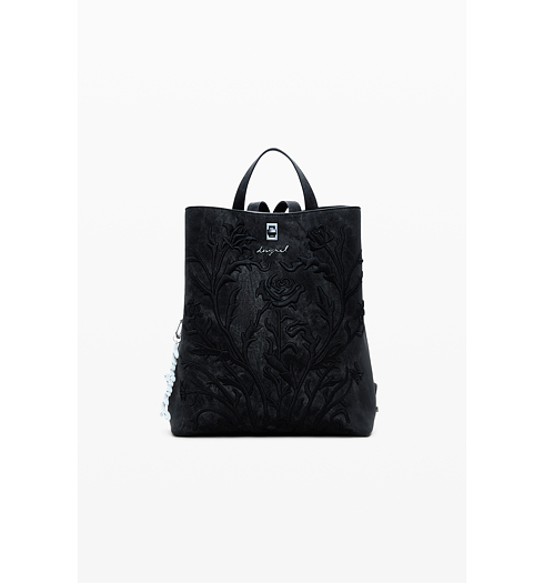 Dámský batůžek DESIGUAL 25WAKP06 2000 BACK ROMEO FLORAL TOTAL BLACK SUMY 2000 BLACK - DESIGUAL - 25WAKP06 2000 BACK ROMEO FLORAL TOTAL BLACK SUMY