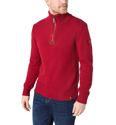 Pánský svetr TIMEZONE Heavy Knit Seamans Troyer Červená - Timezone - 28-10233-01-9020 5843 Heavy Knit Seamans Troyer
