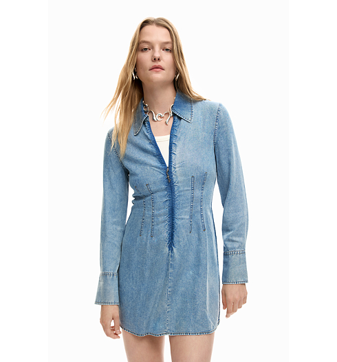 Dámské letní šaty DESIGUAL LONAN Modrá - DESIGUAL - 26SWVD03 5007 VEST LONAN