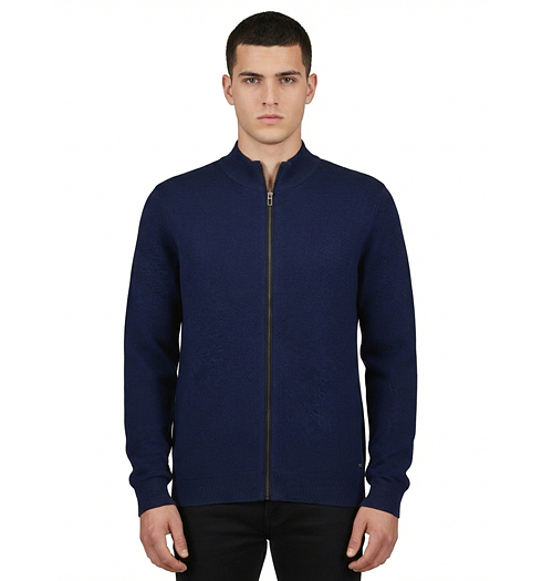 Pánský svetr RAGMAN Cardigan structured Modrá - Ragman - 746295 070 Cardigan structured