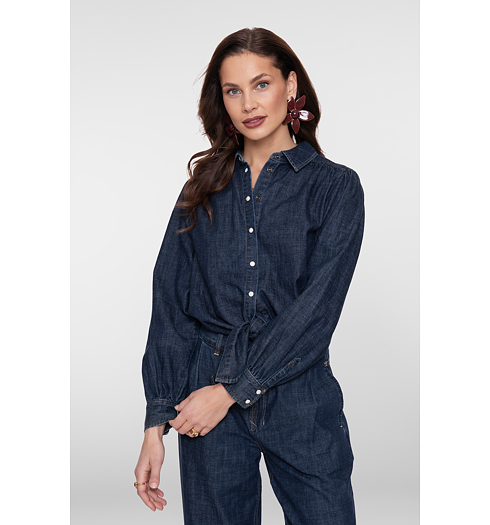 Dámská košile Geisha Jeans blouse knot Modrá - Geisha - 63002-10 879 Jeans blouse knot