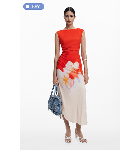 Dámské letní šaty DESIGUAL LIDA Oranžová - DESIGUAL - 26SWVW18 7019 VEST LIDA