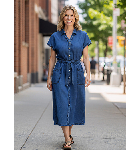 Dámské letní šaty TIMEZONE Sporty Denim Modrá - Timezone - T1 10121.1472 03086 Sporty Denim Dress