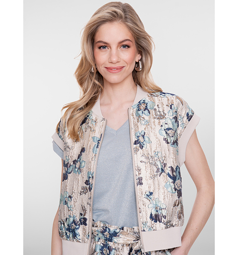 Dámská bunda Geisha Bomber jacquard Béžová - Geisha - 65355-14 685 Sleeveless bomber jacquard