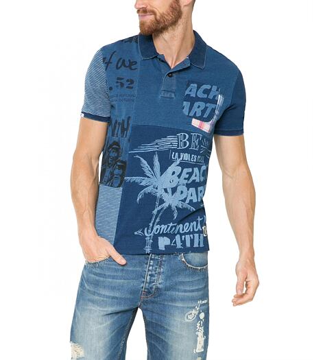 Pánská polokošile DESIGUAL POLO ALBERT 5096 AZUL TINTA - DESIGUAL - 61L17A7 5096 POLO_ALBERT