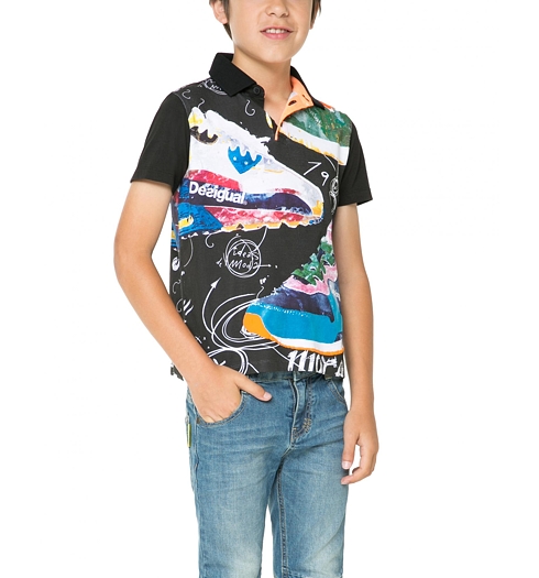 Dětské tričko DESIGUAL POLO NERO 2000 NEGRO - DESIGUAL - 61L36C2 2000 POLO_NERO