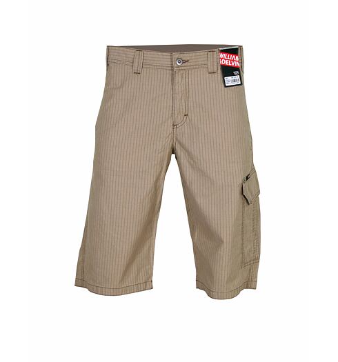 Pánské bermudy WILLIAM & DELVIN WD LONG béžová s proužky -  - JEANS M67292-62S