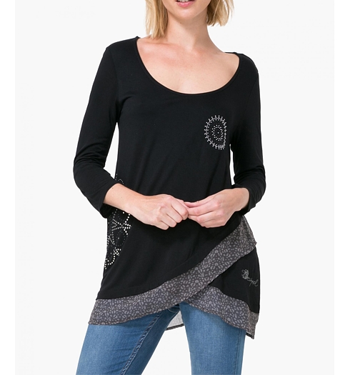 Dámské triko DESIGUAL TS LORENA 2000 NEGRO - DESIGUAL - 71T2EK6 2000 TS LORENA