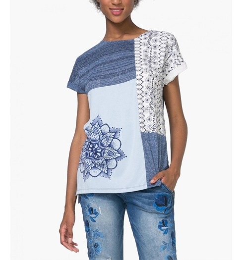 Dámské triko DESIGUAL TS SARA 5154 GRAYSTONE - DESIGUAL - 72T2YM0 5154 TS SARA