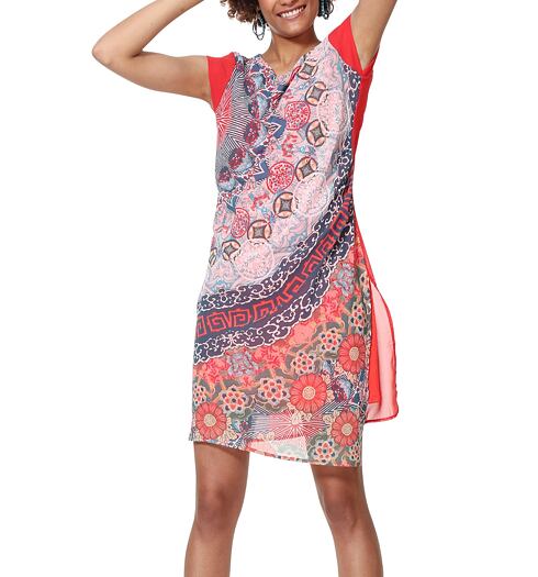 Dámské šaty DESIGUAL JAPAN 3061 ROJO ROJA - DESIGUAL - 19SWVWBU 3061 VEST_JAPAN