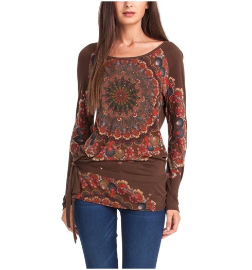 Dámské triko DESIGUAL TS_KALEY 6009 CHOCOLATE - DESIGUAL - 47T2423 6009 TS_KALEY