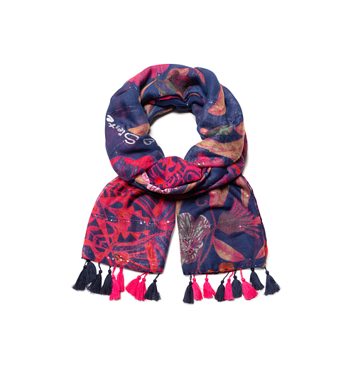 Dámský šátek DESIGUAL AUTUMM MOOD 5000 NAVY - DESIGUAL - 19WAWA07 5000 FOUL_AUTUMM MOOD