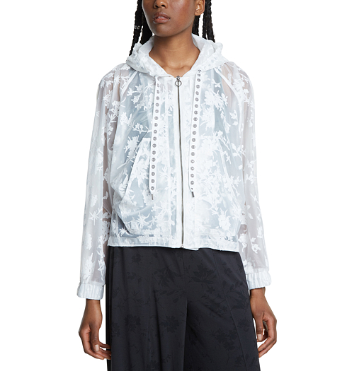 Dámská bunda DESIGUAL BURN OUT JKT WHITE 1000 WHITE - DESIGUAL - 20SOEW10 1000 BURN OUT JKT WHITE