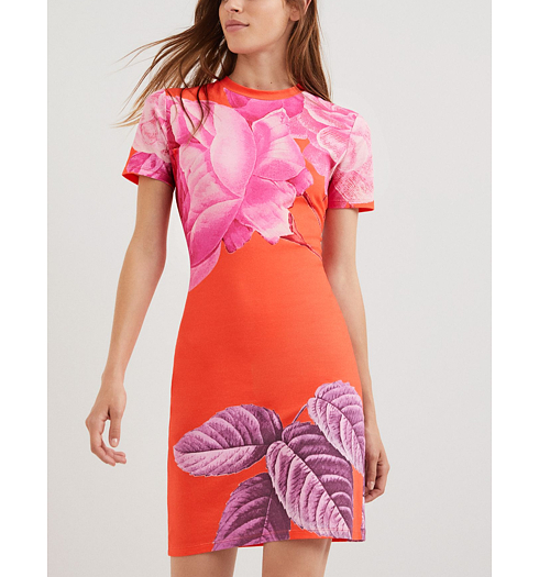 Dámské šaty DESIGUAL LUZ 7041 NARANJA FUERTE - DESIGUAL - 22SWVK60 7041 VEST_LUZ