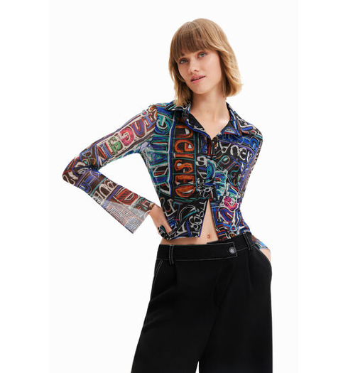 Dámská košile DESIGUAL LETTERING 5010 BLUE - DESIGUAL - 23SWTKBZ 5010 TS LETTERING