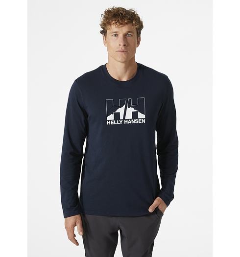 Pánské triko HELLY HANSEN NORD GRAPHIC LONGSLEEVE T-SHIR 598 NAVY - Helly Hansen - 62977 598 NORD GRAPHIC LONGSLEEVE T-SHIR