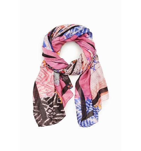 Dámský šátek DESIGUAL DINAMITA RECTANGLE 9021 MATERIAL FINISHES - DESIGUAL - 23WAWA03 9021 FOU DINAMITA RECTANGLE