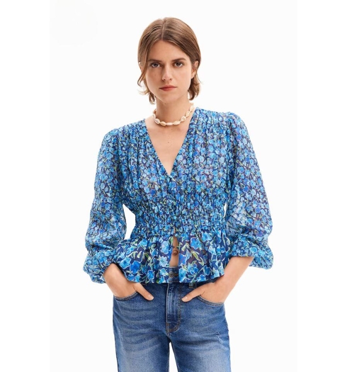 Dámská halenka DESIGUAL 24SWBW17 5000 BLUS_ZOÉ 5000 BLUE - DESIGUAL - 24SWBW17 5000 BLUS_ZOÉ