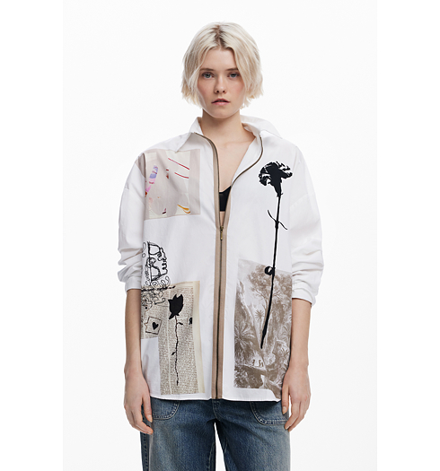 Dámská košile DESIGUAL 25SWCW23 1000 SHIRT RECORTES LACROIX 1000 WHITE - DESIGUAL - 25SWCW23 1000 SHIRT RECORTES LACROIX