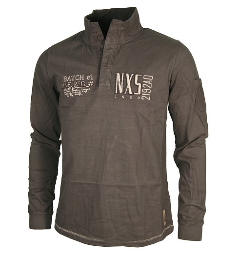 Pánské triko NO EXCESS 70150818 44 T-shirt l/sl High Neck 44 taupe - No Excess - 70150818 44 T-shirt l/sl High Neck
