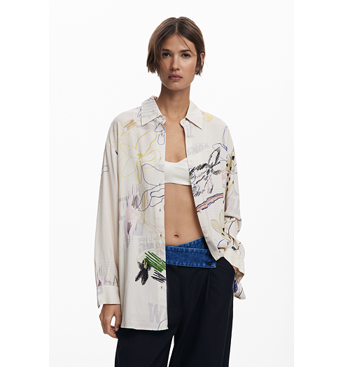 Dámská košile DESIGUAL 25WWCW14 1001 CAM NEWSARTY 1001 WHITE - DESIGUAL - 25WWCW14 1001 CAM NEWSARTY