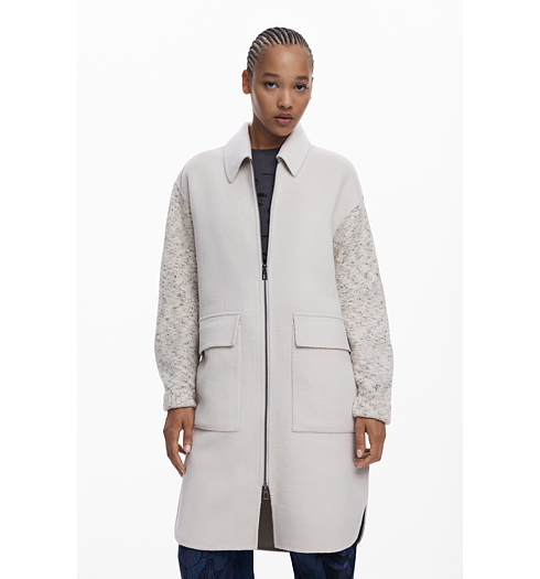 Dámský fashion kabát DESIGUAL 25WWEW59 1008 COAT JINU 1008 WHITE - DESIGUAL - 25WWEW59 1008 COAT JINU