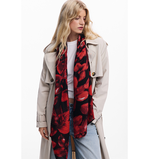 Dámský šátek DESIGUAL RED REVOLUTION Červená - DESIGUAL - 25WAWA17 2000 FOU RED REVOLUTION
