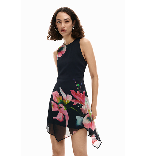 Dámské letní šaty DESIGUAL NALA Černá - DESIGUAL - 26SWVW46 2000 VEST NALA ASIMETRICO