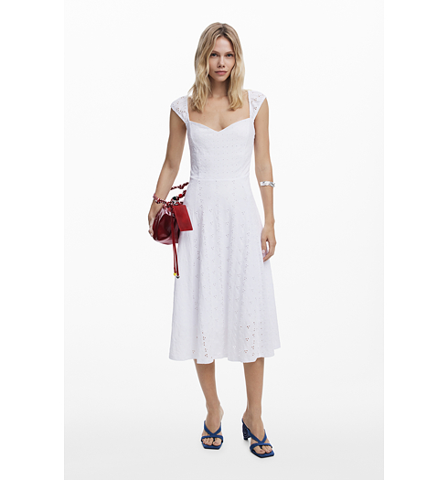 Dámské letní šaty DESIGUAL WENDY Bílá - DESIGUAL - 26SWVK22 1000 VEST WENDY