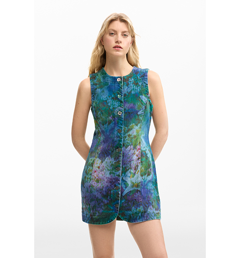 Dámské letní šaty DESIGUAL COLUMBUS Modrá - DESIGUAL - 26SWVD02 5008 VEST COLUMBUS