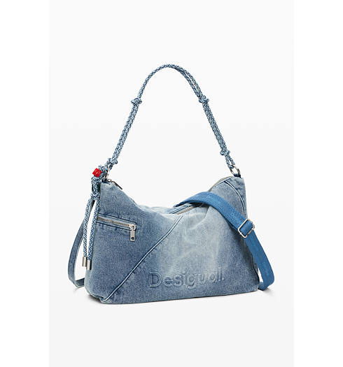 Dámská kabelka DESIGUAL HALF LOGO DENIM LEIRIA 2.0 Modrá - DESIGUAL - 26SAXD27 5005 BAG HALF LOGO DENIM LEIRIA 2.0