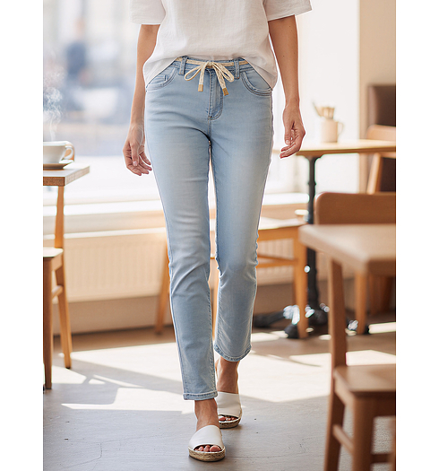 Dámské jeans Geisha roll-up Modrá - Geisha - FLOOR denim 830 Jeans roll-up