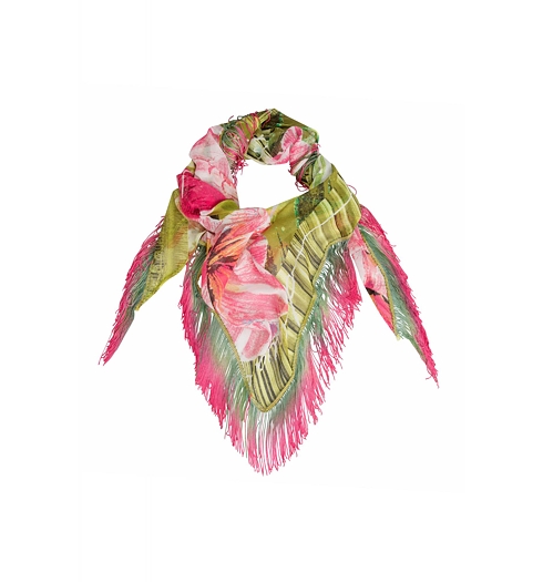 Dámský šátek DESIGUAL FOULARD SELVA BOHO 4018 KIWI - DESIGUAL - 61W54H5 4018 FOULARD_SELVA BOHO