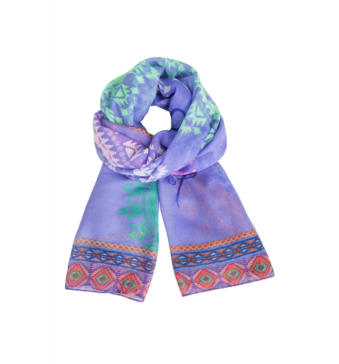 Dámský šátek DESIGUAL FOULARD RECTANGLE AFRICAN ART 5006 JEANS - DESIGUAL - 61W54G0 5006 FOULARD RECTANGLE AFRICAN A