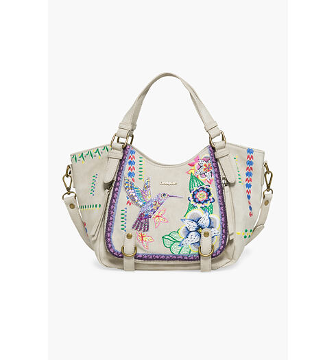 Dámská kabelka DESIGUAL ROTTERDAM MINI WHITE BIRD 1001 CRUDO - DESIGUAL - 74X9WP1 1001 BOLS ROTTERDAM MINI WHITE B