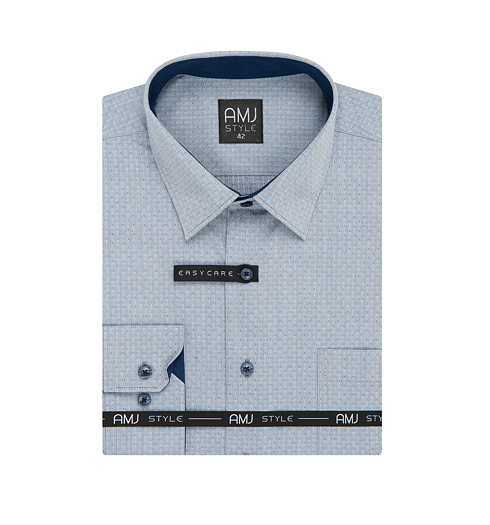 Košile společenská AMJ KOšILE VDR 942 942 šedo modrá vzorovaná - AMJ KOšILE - VDR 942