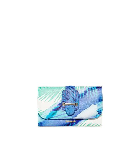 Dámská peněženka DESIGUAL BLUE PALMS LENGUETA 5013 TURQUESA - DESIGUAL - 18SAYP30 5013 MONE_BLUE PALMS LENGUETA
