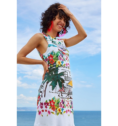 Dámské šaty DESIGUAL ANNA 1000 BLANCO - DESIGUAL - 19SWVK78 1000 VEST_ANNA