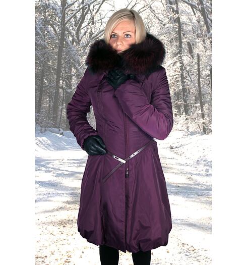 Dámský zimní kabát MARLENE ML IVA fialová - Marlene - ML IVA purple liška