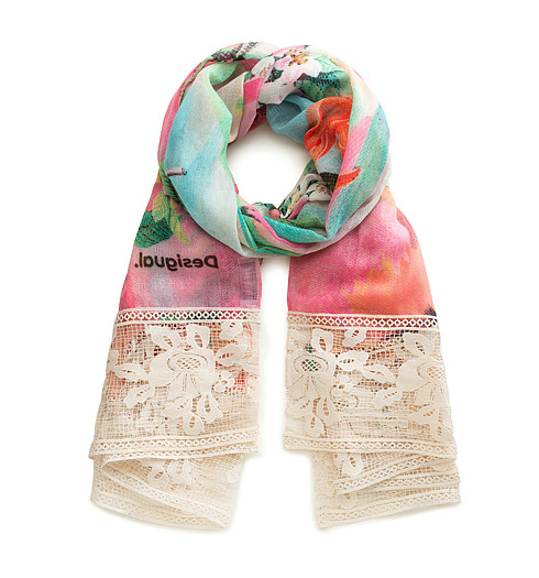 Dámský šátek DESIGUAL FOUL_SUNSET MANDALA 3065 PINK BAY - DESIGUAL - 20SAWA13 3065 FOUL_SUNSET MANDALA