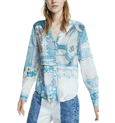 Dámská košile DESIGUAL CAM_SORRENTO 5157 DIRECTOIRE  BLUE - DESIGUAL - 20SWCW04 5157 CAM_SORRENTO