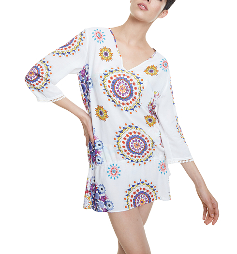 Dámská halenka DESIGUAL TOP_MANLY 1000 WHITE - DESIGUAL - 20SWMW08 1000 TOP_MANLY