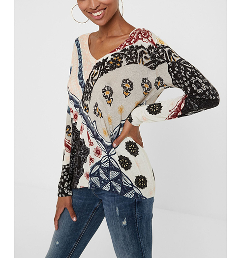 Dámský svetr DESIGUAL BERGEN 9019 TUTTI FRUTI - DESIGUAL - 20WWJFA6 9019 JERS_BERGEN