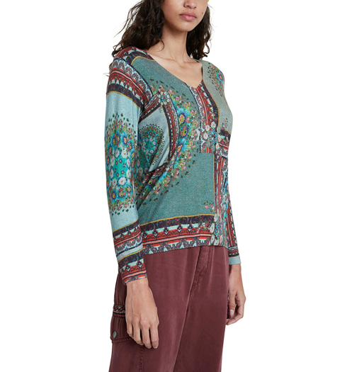 Dámský svetr DESIGUAL DUNDEE 6010 DUSTY OLIVE - DESIGUAL - 20WWJF74 6010 JERS_DUNDEE