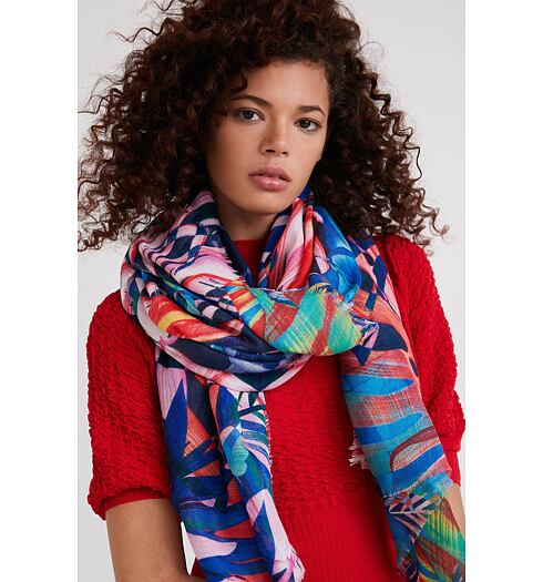 Dámský šátek DESIGUAL VIRTUAL PINK RECTANGLE 3016 LILA - DESIGUAL - 22SAWA37 3016 FOU_VIRTUAL PINK RECTANGLE